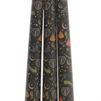 Set of 3 Black Midnight Print Taper Candles