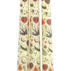 Set of 3 Cream Midnight Bloom Print Taper Candles
