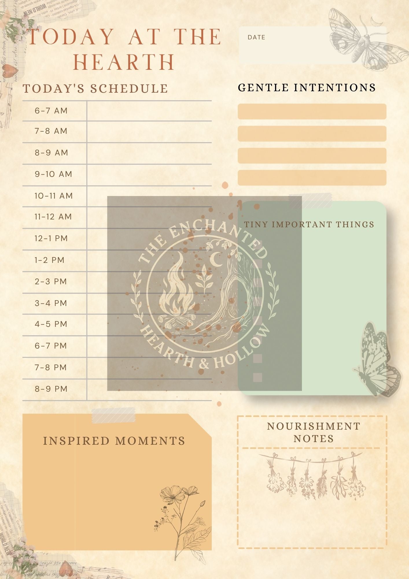 Today at the Hearth Daily Plan