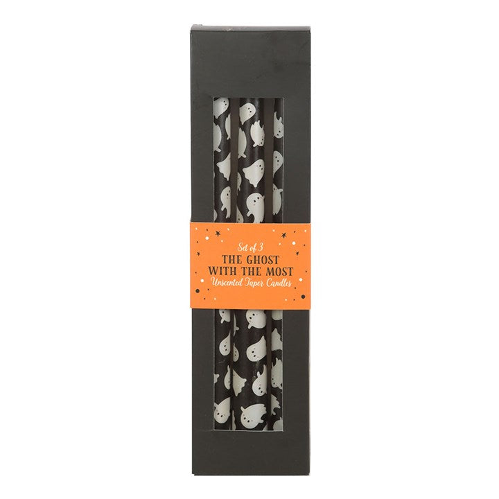 Set of 3 Ghost Print Taper Candles