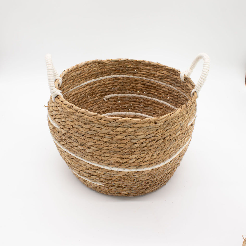 Cotton & Seagrass Large Baskets – Natural Stripes – Set of 3