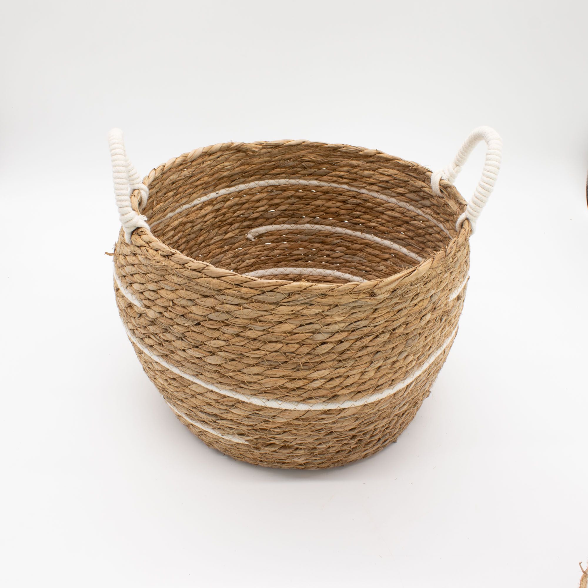 Cotton & Seagrass Large Baskets – Natural Stripes – Set of 3